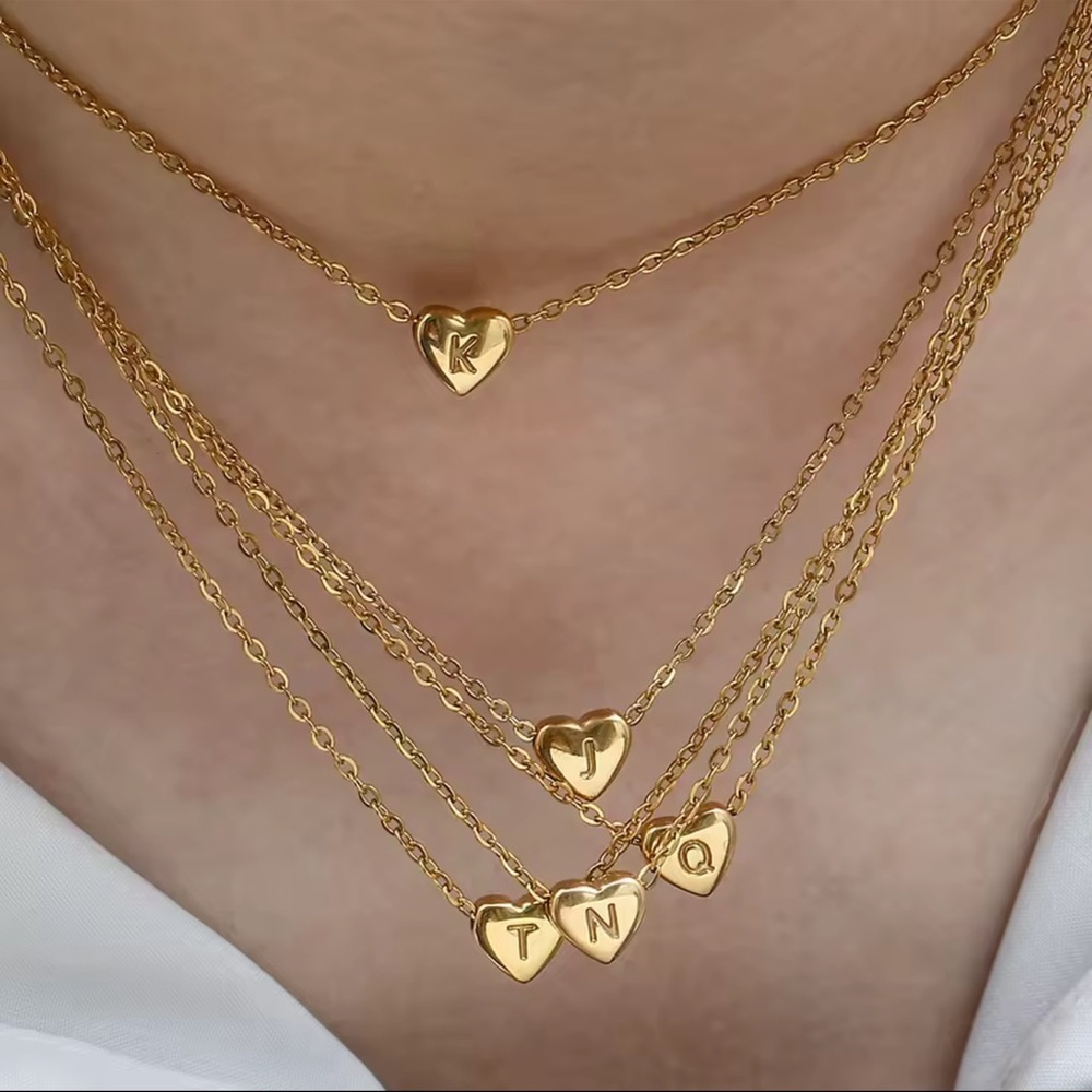 Minimalist Small Love Initial - A- Necklace – 18k Gold Stainless Steel Letter: A